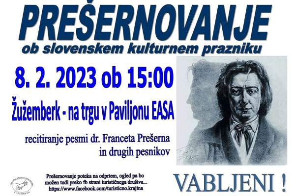 Vabljeni na recitiranje pesmi dr. Franceta Prešerna in drugih pesnikov