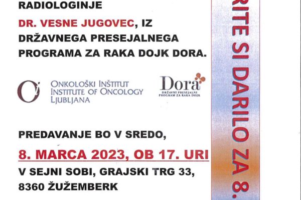 Vabljeni na predavanje o raku na dojkah