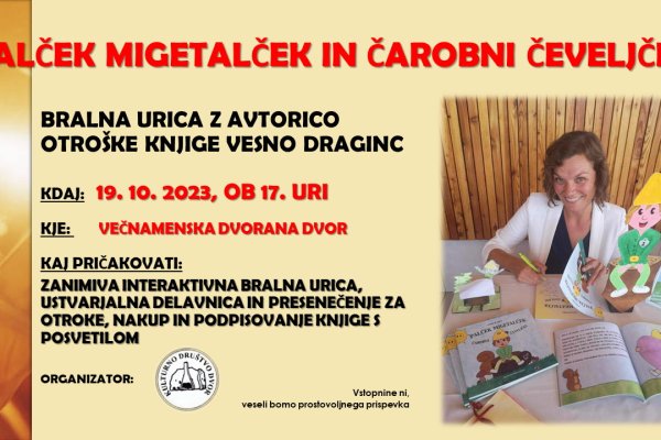 Vabljeni na bralno urico Palček Migetalček in čarobni čeveljčki