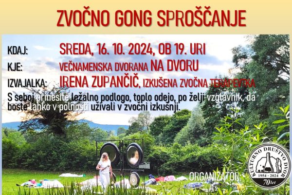 Vabljeni na Zvočno GONG sproščanje