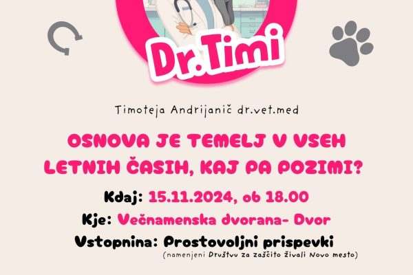 Vabljeni na dogodek z veterinarko Dr. Timi