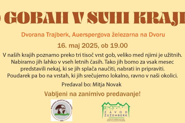 Vabljeni na predavanje o gobah v Suhi krajini