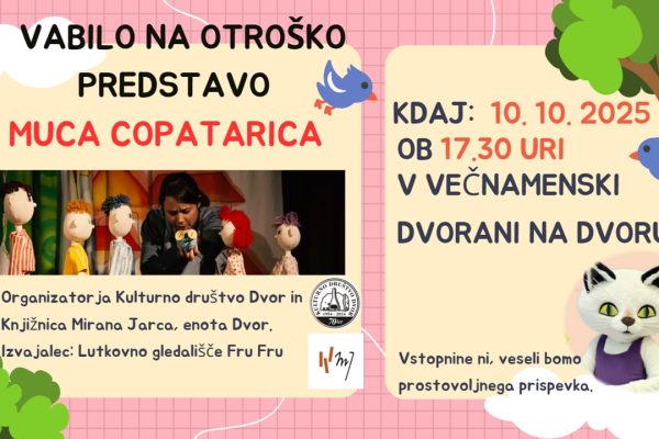 Vabljeni na otroško predstavo Muca Copatarica