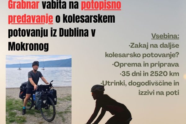 Vabljeni na potopisno predavanje o kolesarskem potovanju iz Dublina v Mokronog