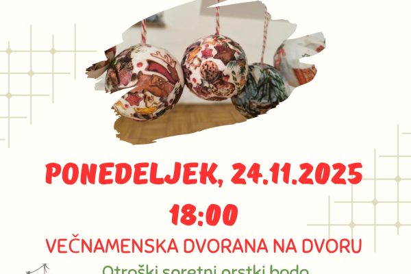 Lepo vabljeni na otroško delavnico izdelovanja novoletnih okraskov!