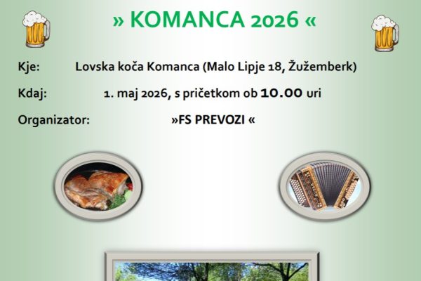 Vabljeni na prvomajsko druženje na Komanco