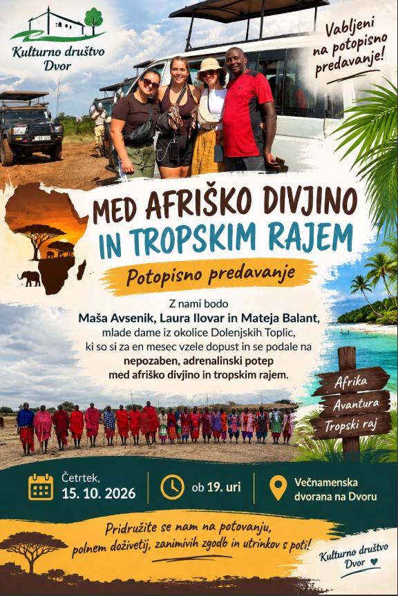 Med afriško divjino in tropskim rajem – potopisno predavanje